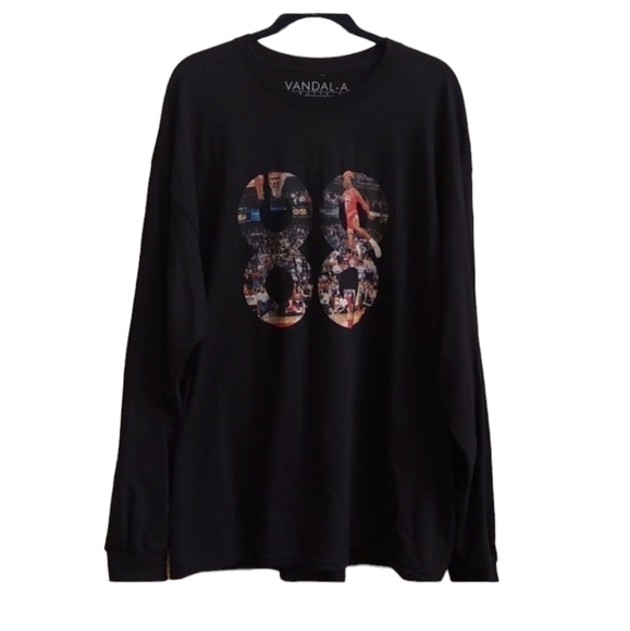 VANDAL-A Black Crewneck Long Sleeve Jordan 88 Shirt - Picture 1 of 7